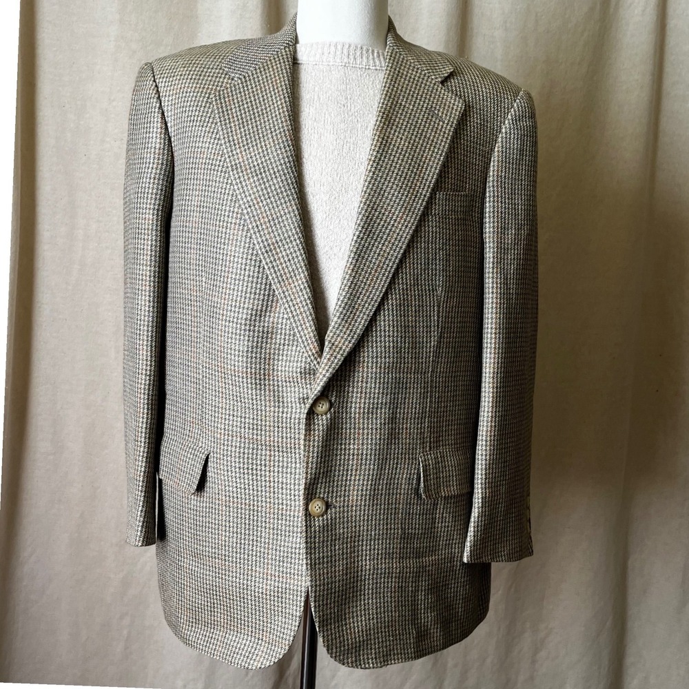 Vintage Brooks Brothers Houndstooth Wool Blazer 44R USA